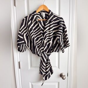 H&M Zebra Crop Shirt
